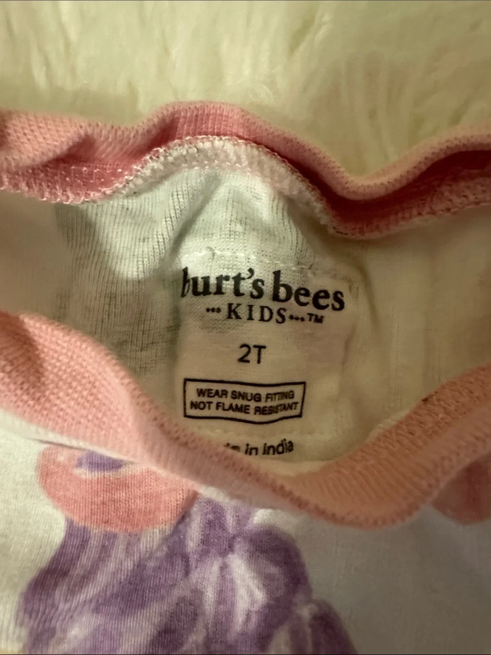 Burt's Bees Girls Ice Cream & Horse Pajama Set - Pink, Cream, Green (💯% cotton)